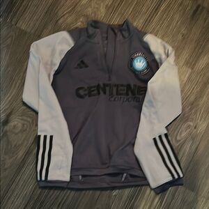 Gray and White Quarter-Zip Pullover